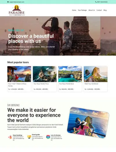 Balirento Paradise Template WordPress Travel Gratis