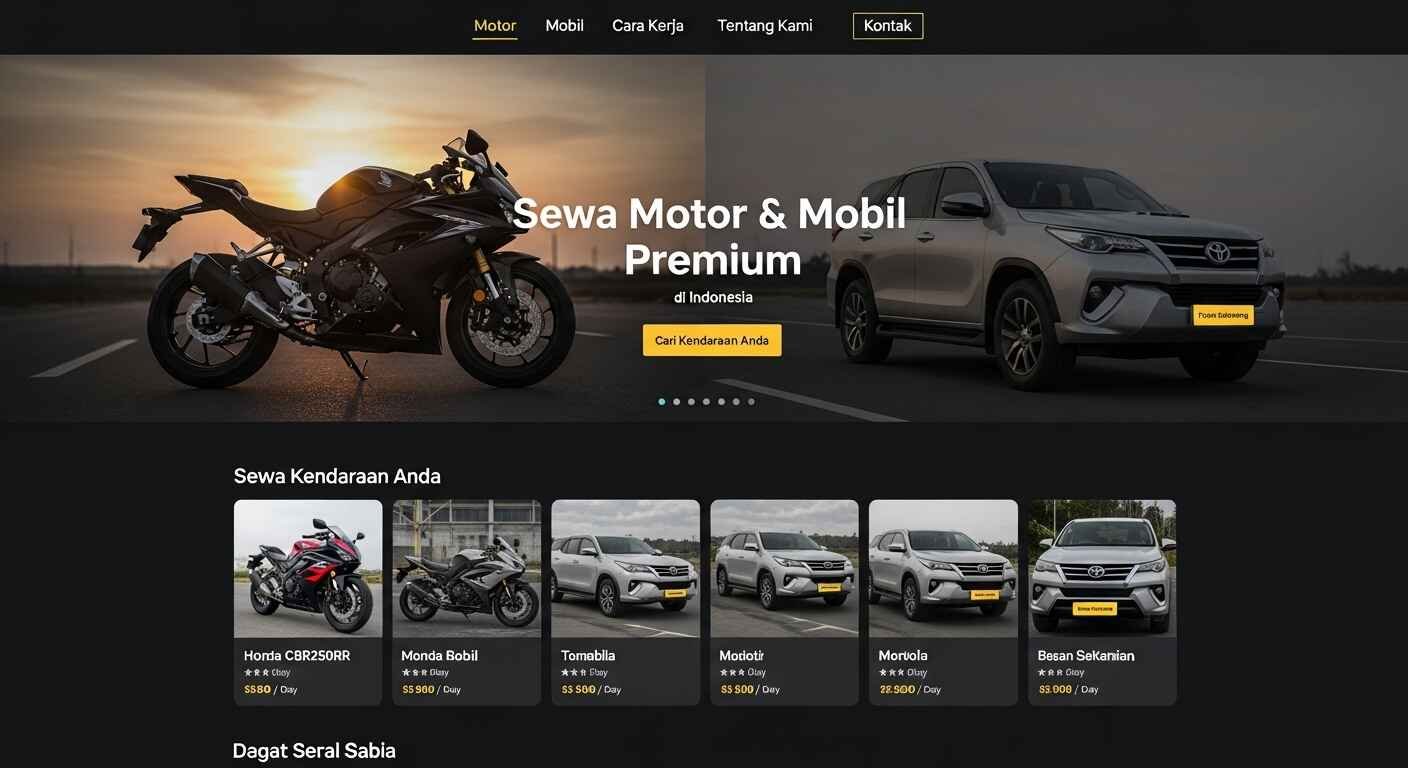 Jasa Pembuatan Website Rental Murah Motor dan mobil di bali